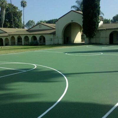 The Photo Shows The Traditional And Distinguished Colors Of Green And White Basketball Court.