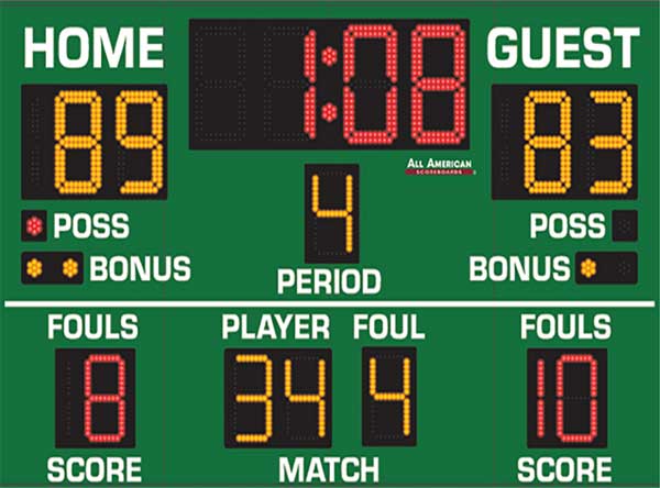 optional accessory for sports and game courts is a score board.
