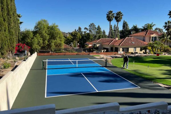 The Photo Shows A Private Residential Pickleball Court In An Upscale Neighborhood In Vista, California Where Ferandell Tennis Courts Provided The Pickleball Court Construction.