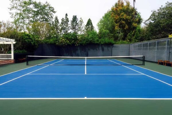 Tennis Court Construction For This Rancho Santa Fe Residence In Traditional Blue And Green