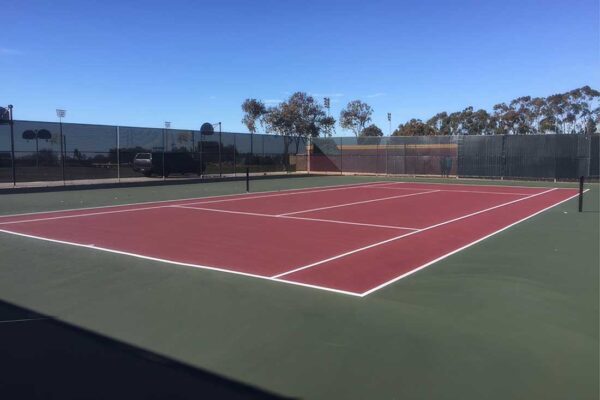 Ferandell Tennis Courts Built Several New Tennis Courts For Torrey Pines High School With Alternating Colors; Some Were Green On Red And Others Were Red On Green.
