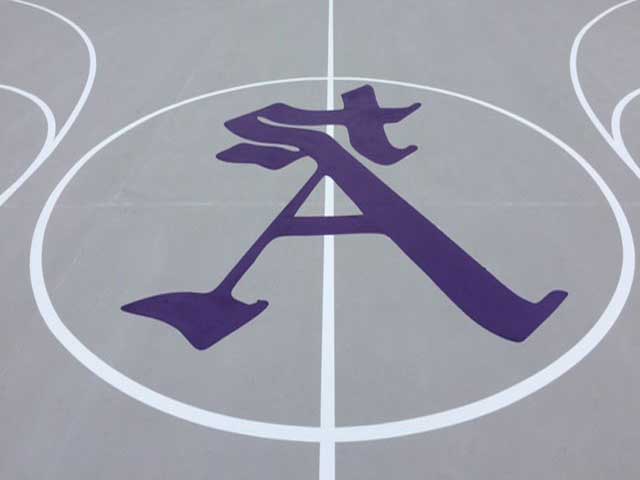 St Augustine Logo Painted onto Court