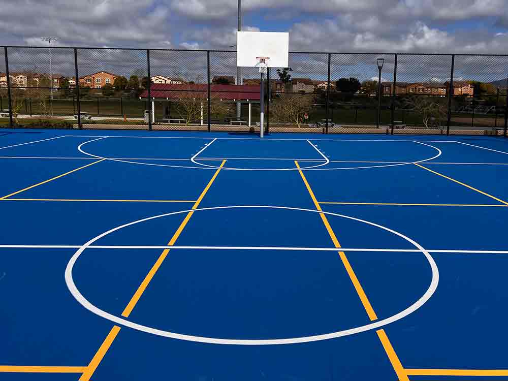 photo of a gorgeous multi-game court of basketball and pickleball at Pacific Highlands Ranch Recreation Center in San Diego.