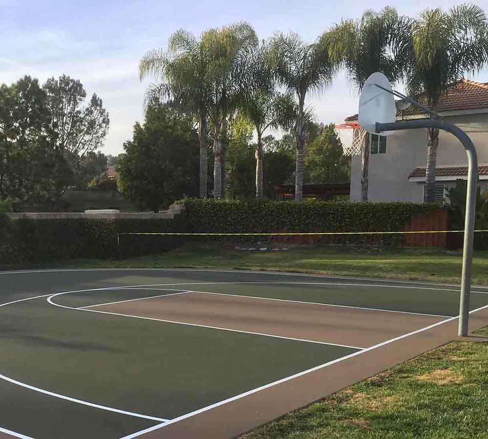 photo shows newly constructed basketball court