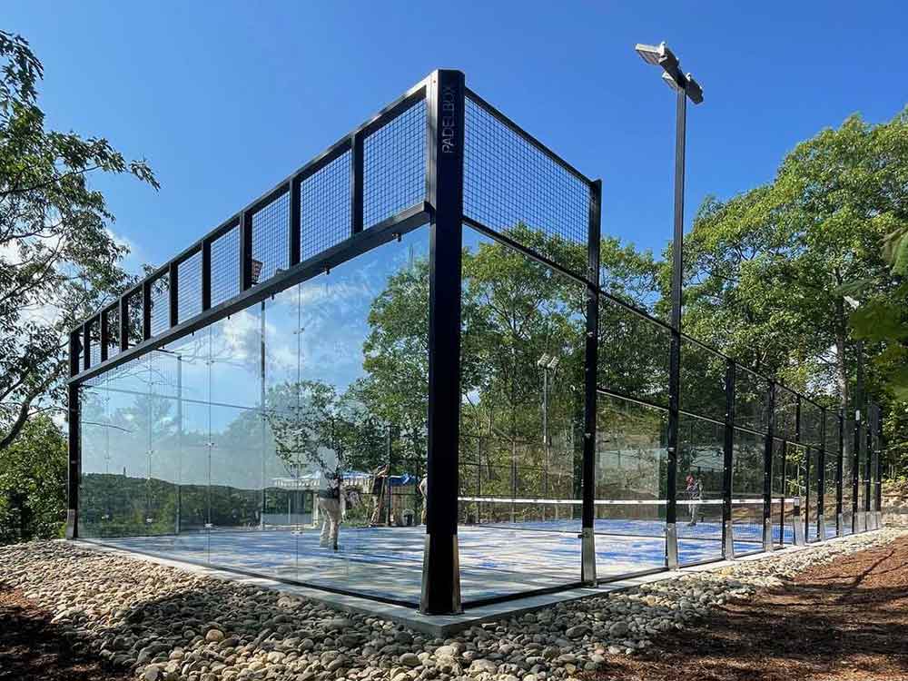 photo of completed beautiful residential padel tennis court construction