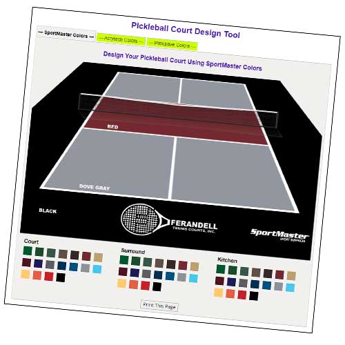 photo shows a miniature pickleball court online colorizer tool.