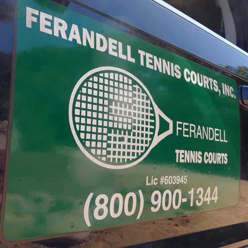 the photo shows the ferandell tennis courts logo sign