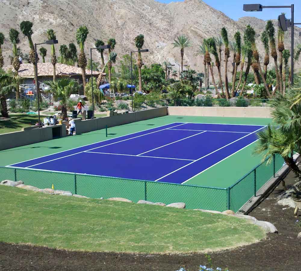 photo shows the tennis court construction completed for Porcupine Creek